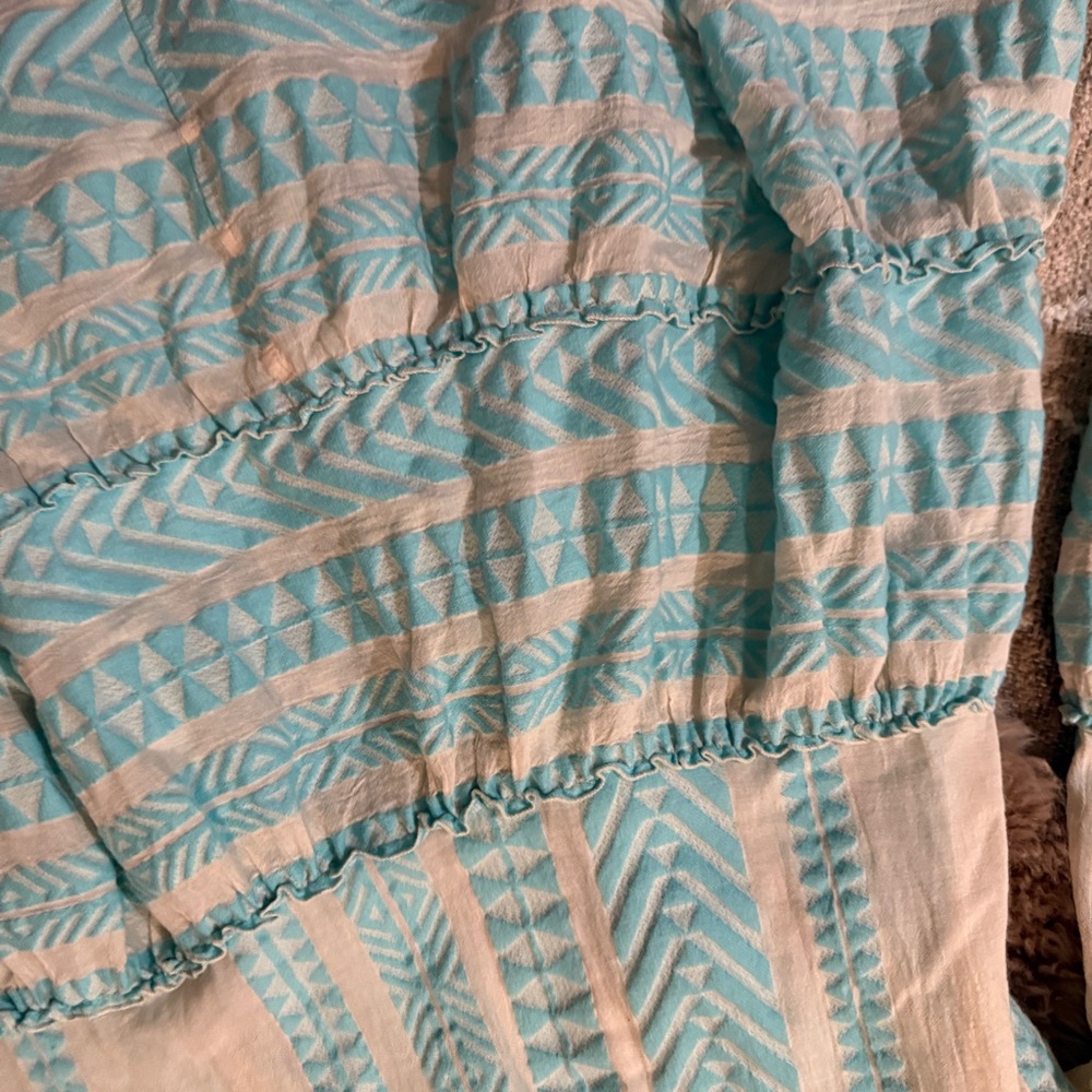 Devotion TWINS Ella Aqua Blue & White Long Sleeve Dress - Size Small - Picture 14 of 14